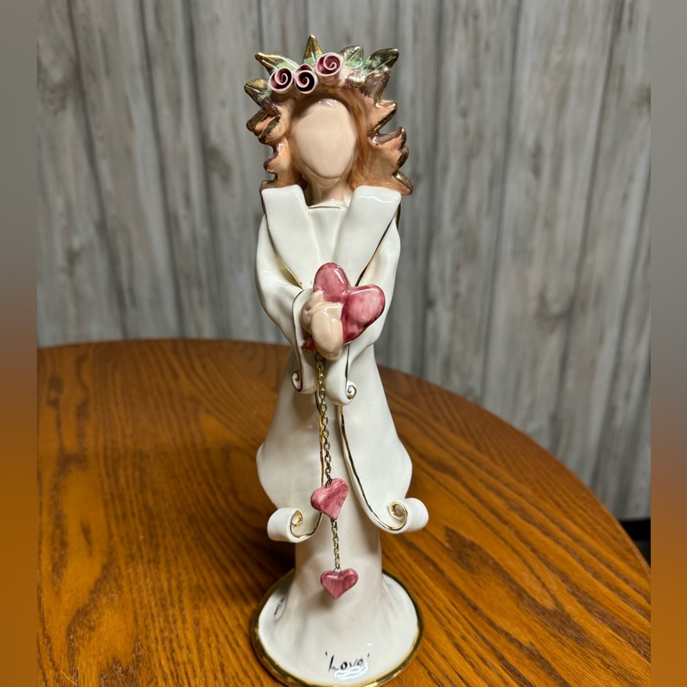 Vintage Blue Sky Clayworks Lady Liberty 9-11 Love Figurine Candle Holder 12"